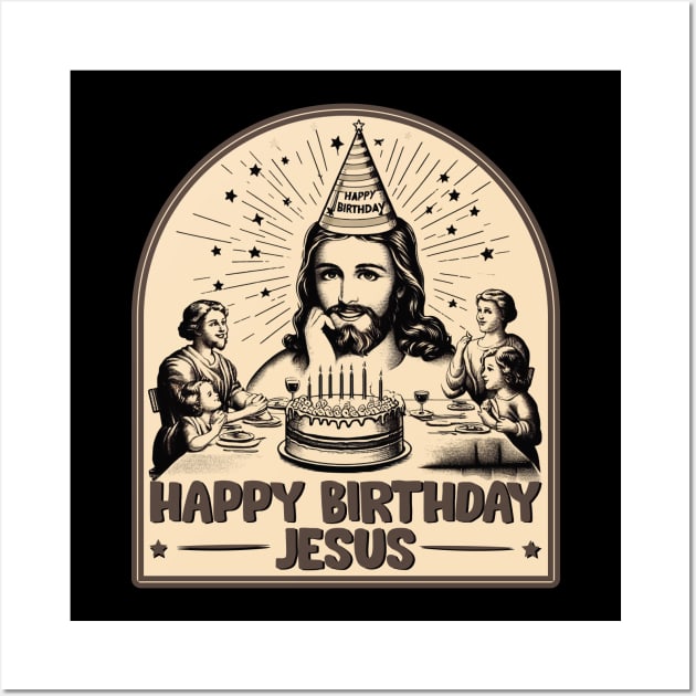 Happy Birthday Jesus // Vintage design Wall Art by Trendsdk